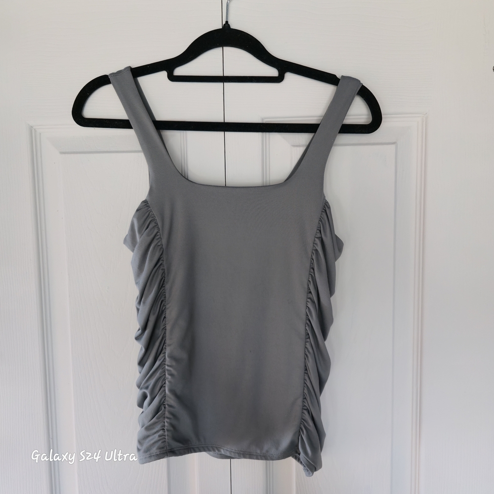 Ruched Side Tank Top in Gray